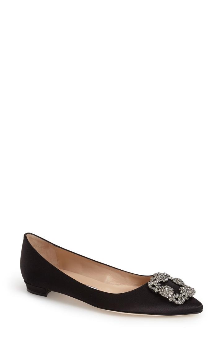 Women's Manolo Blahnik Hangisi Flat .5us / 38.5eu - Black