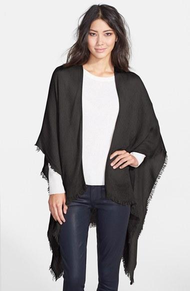 Women's Echo Fringe Trim Cape, Size - Black
