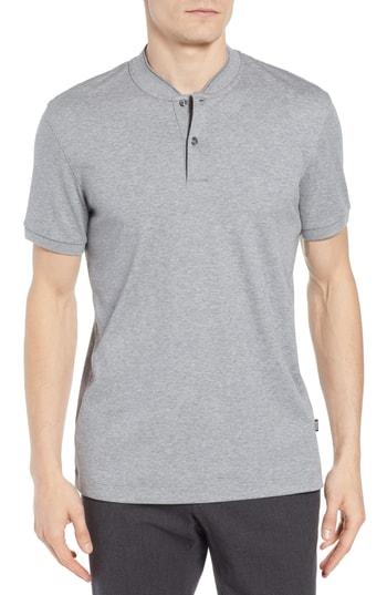 Men's Boss Hugo Boss Pratt Regular Fit Tipped Henley - Grey