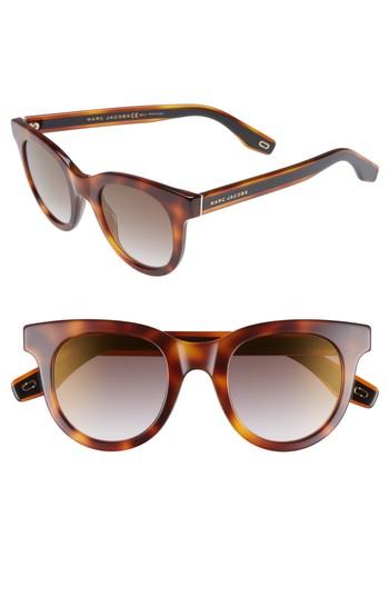 Women's Marc Jacobs 47mm Round Lens Cat Eye Sunglasses - Dark Havana