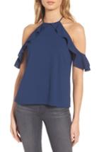 Women's Cooper & Ellla Saga Ruffle Cold Shoulder Top, Size - Blue