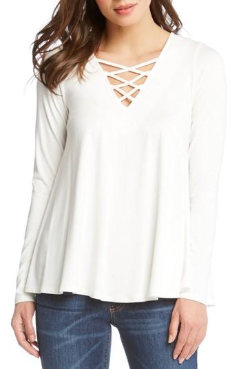 Women's Karen Kane Crisscross Neck Swing Top - Ivory