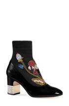Women's Gucci Candy Floral Embroidered Bootie .5us / 37.5eu - Black