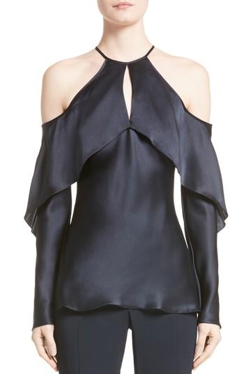 Women's Cushnie Et Ochs Florence Silk Charmeuse Cold Shoulder Top