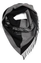 Women's Burberry Graphic Crest Fringe Bandanna Scarf, Size - Grey