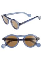 Women's Moncler 46mm Round Sunglasses - Transparent Blue/ Brown