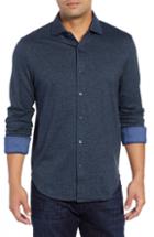 Men's Bugatchi Shaped Fit Knit Sport Shirt - Black