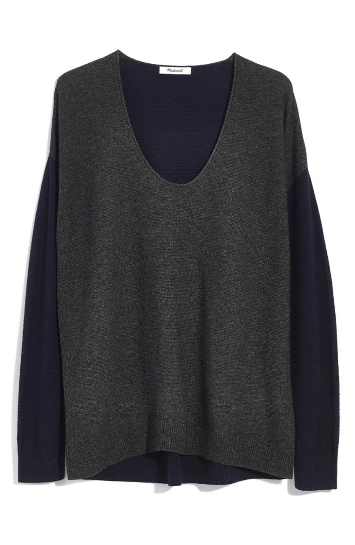 Women's Madewell Kimball Colorblock Sweater, Size - Blue