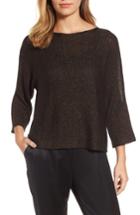 Women's Eileen Fisher Metallic Organic Linen Blend Sweater - Brown