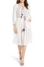 Women's Velvet By Graham & Spencer Embroidered Tassel Tie A-line Dress - Ivory