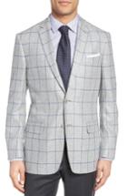 Men's Hart Schaffner Marx Jetsetter Classic Fit Windowpane Silk & Wool Sport Coat