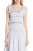 Women's Rebecca Taylor Smocked Sleeveless Cotton Top - Blue
