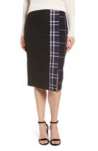 Women's Halogen Mixed Plaid Pencil Skirt - Black