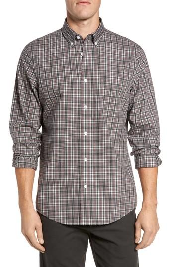Men's Nordstrom Men's Shop Smartcare(tm) Regular Fit Plaid Sport Shirt, Size - Grey