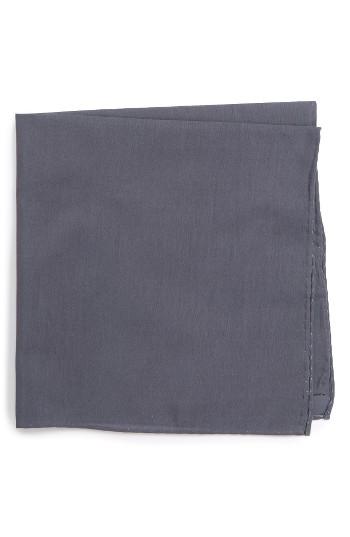 Men's Nordstrom Men's Shop Solid Cotton & Silk Pocket Square, Size - Grey