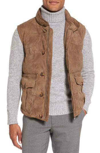Men's Eleventy Suede Vest R Eu - Beige
