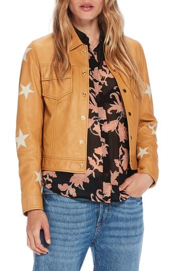 Women's Scotch & Soda Sheepskin Leather Shirt Jacket - Yellow
