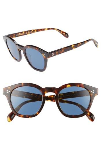 Men's Oliver Peoples Boudreau L.a. 48mm Round Sunglasses - Dark Mahogany