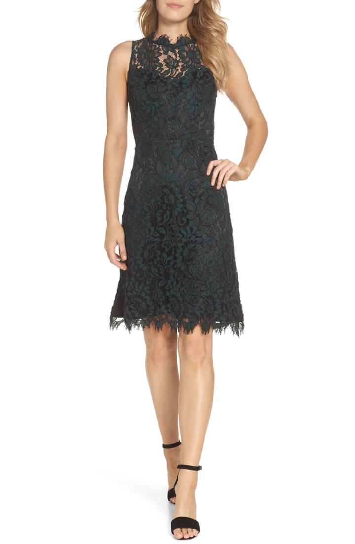 Women's Eliza J High Neck Lace Sheath Dress (similar To 14w) - Green