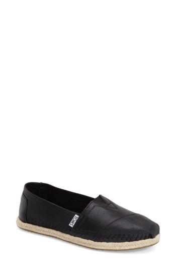 Women's Toms 'classic - Leather' Espadrille Slip-on M - Black