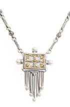 Women's Konstantino Etched Sterling Silver & Pearl Fringe Pendant
