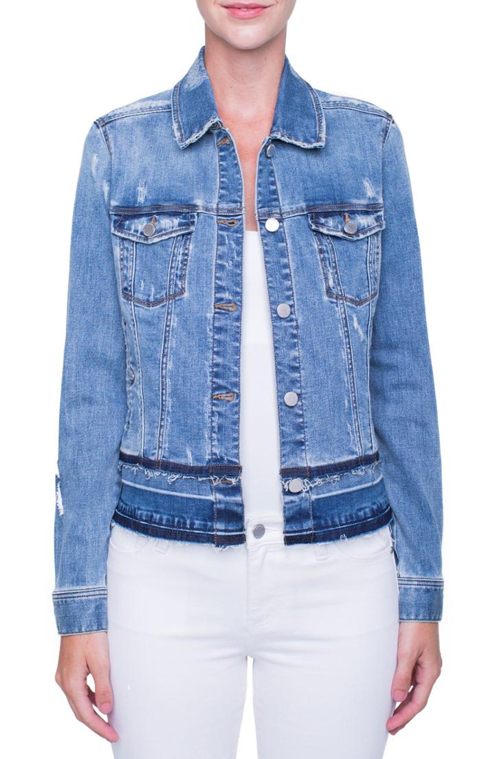 Women's Liverpool Tiered Hem Denim Jacket - Blue