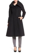 Women's George Simonton High Neck Wool Blend Long Coat - Black