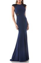 Women's Carmen Marc Valvo Infusion Sequin Trim Trumpet Gown - Blue
