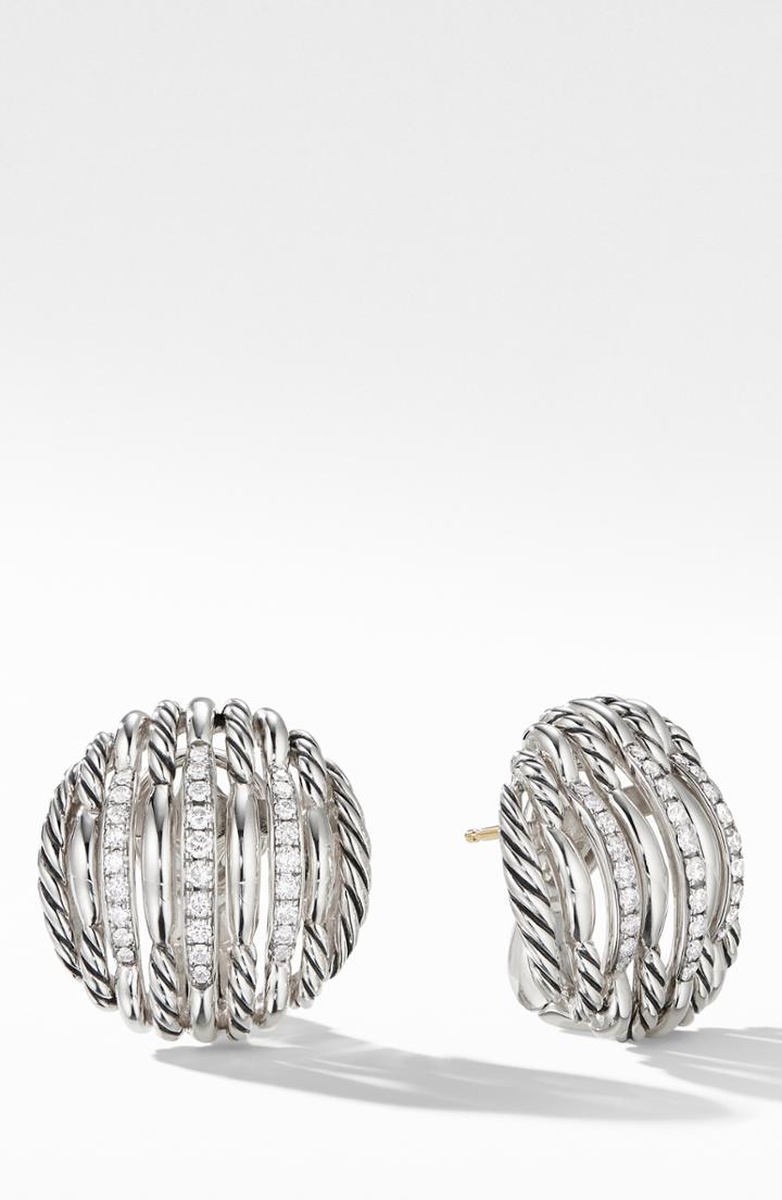 Women's David Yurman Tides Diamond Button Earrings