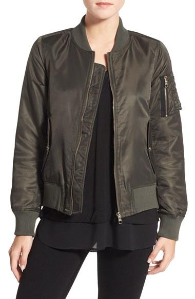 Women's Steve Madden Side Zip Bomber Jacket - Green