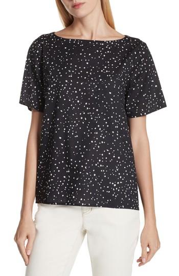 Women's Eileen Fisher Dot Print Organic Cotton Top, Size - Black