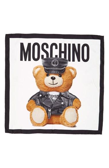 Women's Moschino 'bear' Square Silk Scarf, Size - White