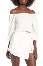 Women's 4si3nna Smocked Off The Shoulder Top - Ivory