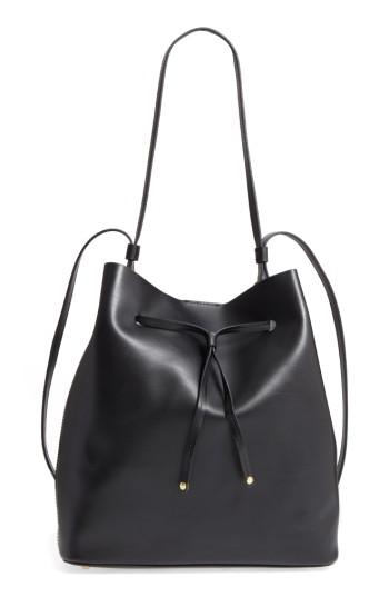 Lodis Large Halina Leather Bucket Bag - Black
