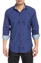 Men's Bugatchi Shaped Fit Fil Coupe Sport Shirt - Blue