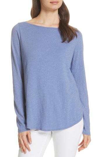 Women's Eileen Fisher Bateau Neck Organic Cotton Tee - Purple