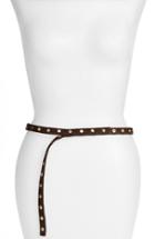 Women's Ada 'cala' Studded Skinny Leather Belt, Size - Chocolate Small Python