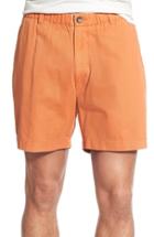 Men's Vintage 1946 'snappers' Vintage Washed Elastic Waistband Shorts - Orange