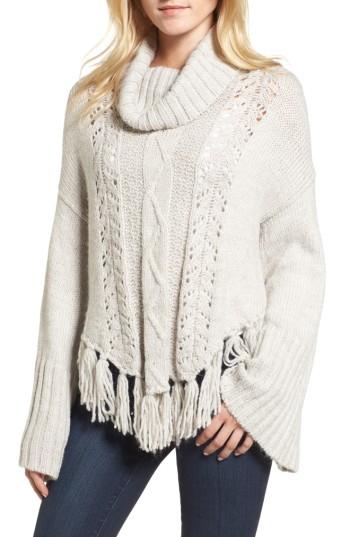 Women's Cupcakes And Cashmere Prilla Fringe Cowl Neck Sweater - Beige