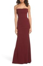 Women's Katie May Strapless Cutout Back Gown - Burgundy