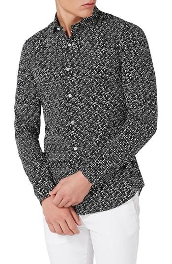 Men's Topman Skinny Fit Geo Print Stretch Woven Shirt