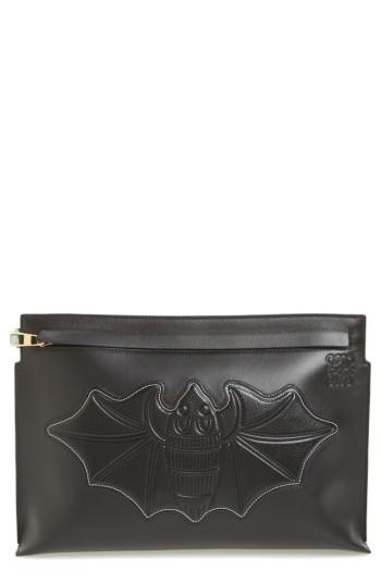 Loewe Embossed Bat Clutch - Black