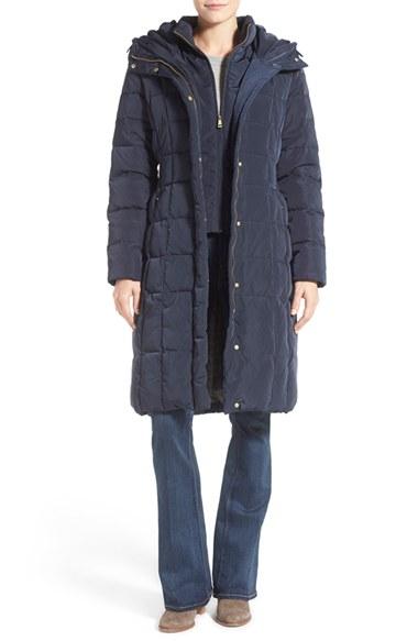 Women's Cole Haan Bib Insert Down & Feather Fill Coat