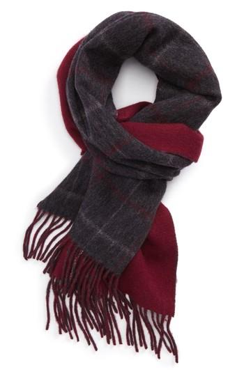 Men's Nordstrom Men's Shop Windowpane Lambswool Scarf, Size - Grey