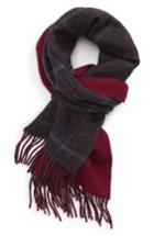 Men's Nordstrom Men's Shop Windowpane Lambswool Scarf, Size - Grey