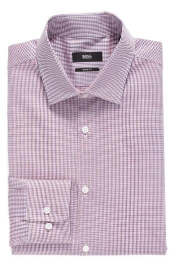 Men's Boss Sharp Fit Check Dress Shirt - L - Red