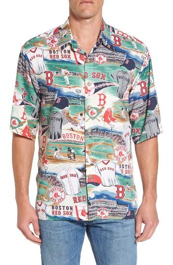 Men's Reyn Spooner Boston Red Sox Print Camp Shirt - Green