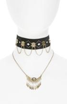Women's Topshop Disc And Fringe Pendant Layer Necklace