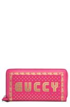 Women's Gucci Guccy Moon & Stars Leather Zip Around Wallet -