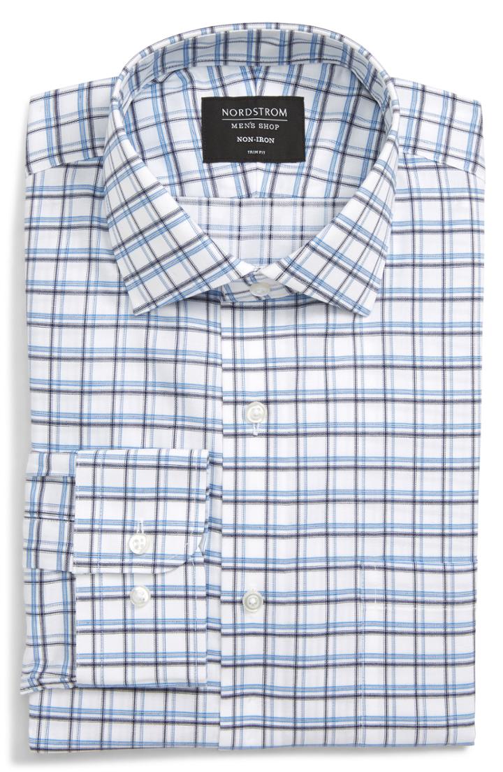 Men's Nordstrom Men's Shop Trim Fit Non-iron Plaid Dress Shirt .5 - 32/33 - Purple